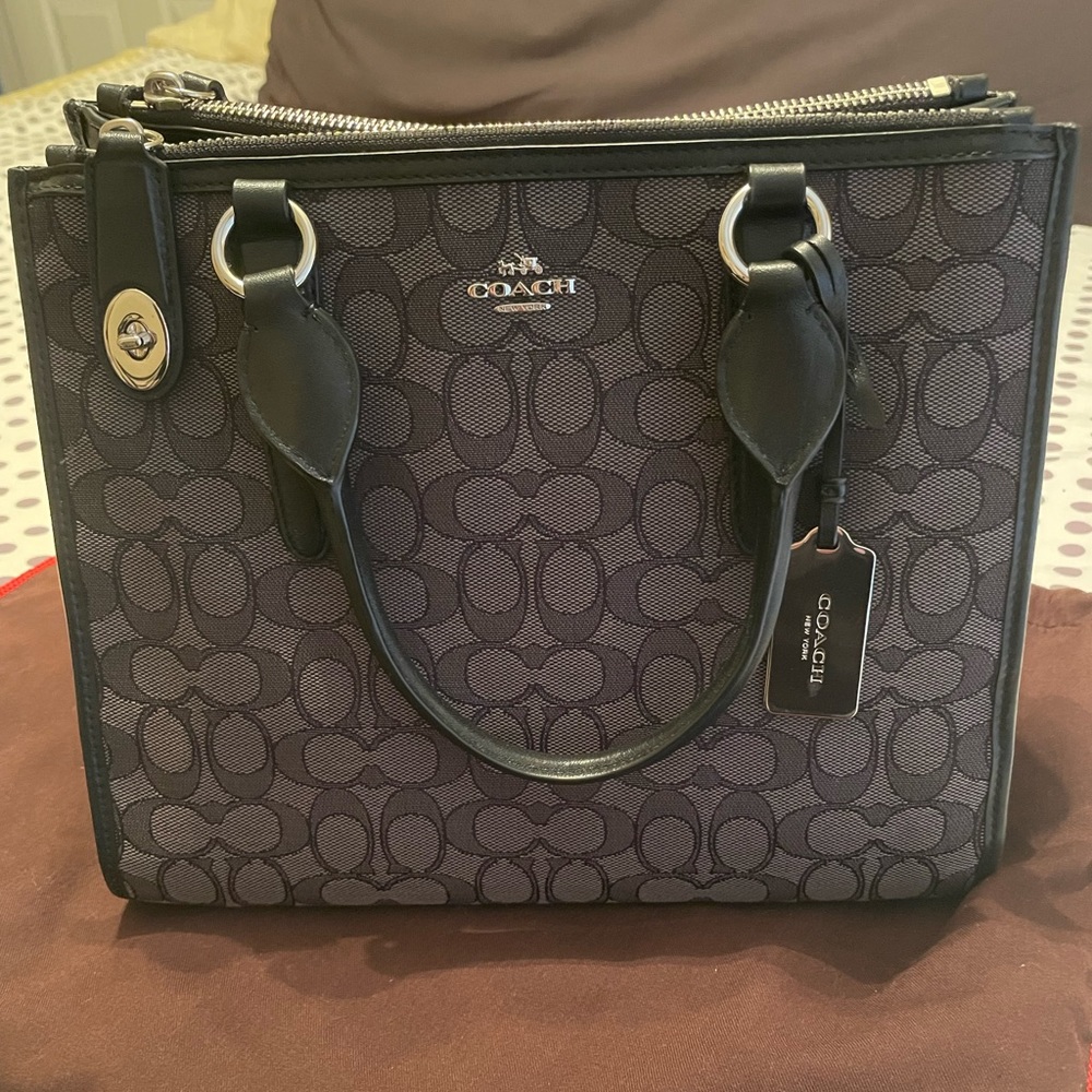 EUC Black Coach handbag with silver hardware